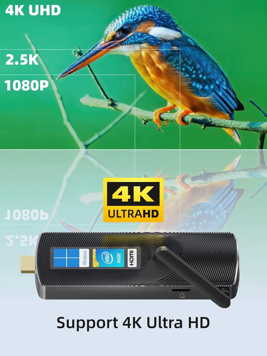 Mini PC Stick Fanless Windows 11 Pro Celeron N4020 4GB 128GB Small Computer Z300483
