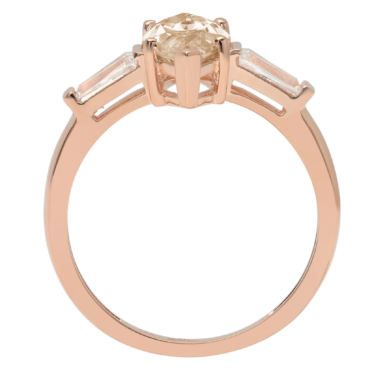 Champagne Simulated Diamond 3 Stone Ring X849
