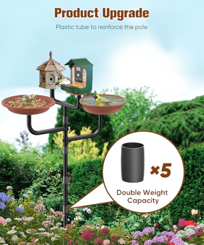 90inch Adjustable Bird House Pole with 3 Holders O547