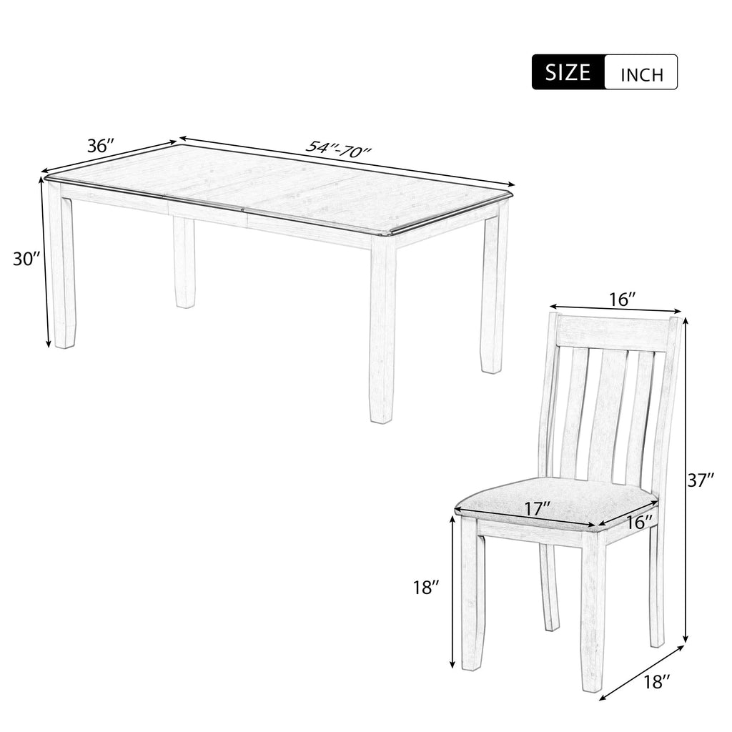 7 Piece Wooden Dining Table Set with 6 Upholstered Chairs V804790