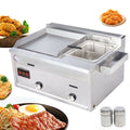 Commercial Countertop 2-Burner Gas Griddle Flat Hotplate with Deep Fryer Combo T13719