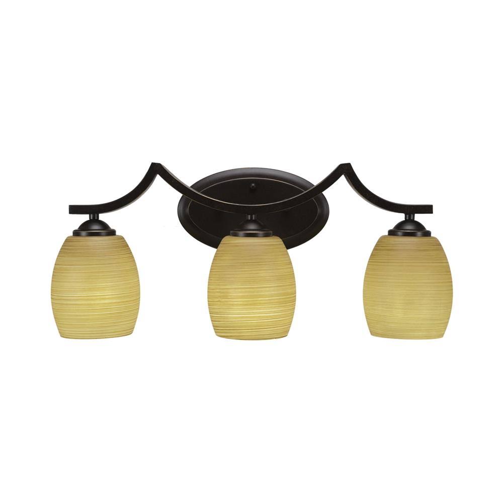 Three Light Bath Bar Dark Granite Finish with Linen Glass Z92070