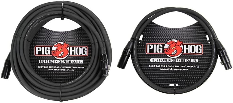 Black 8mm XLR Microphone Cable, 50 Feet, Pack of 2 M93504