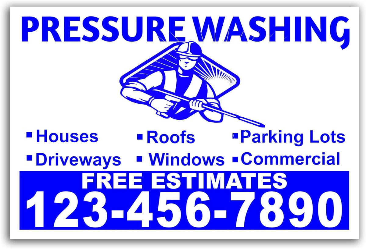 Pressure Washing Yard Signs 18"x12" Single Sided Print Glossy UV-Ink Pack of 2 S391874