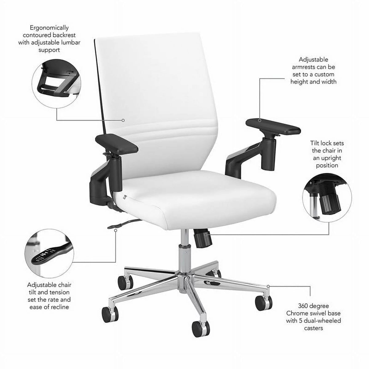 White Faux Leather Office Chair Q2564