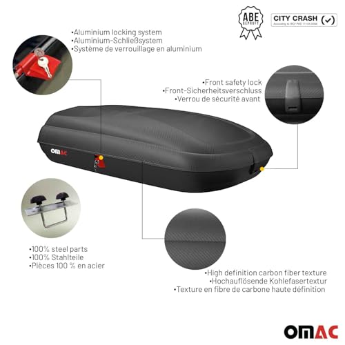11.3 Cubic Feet Carbon Fiber Textured Car Rooftop Cargo Box V3004