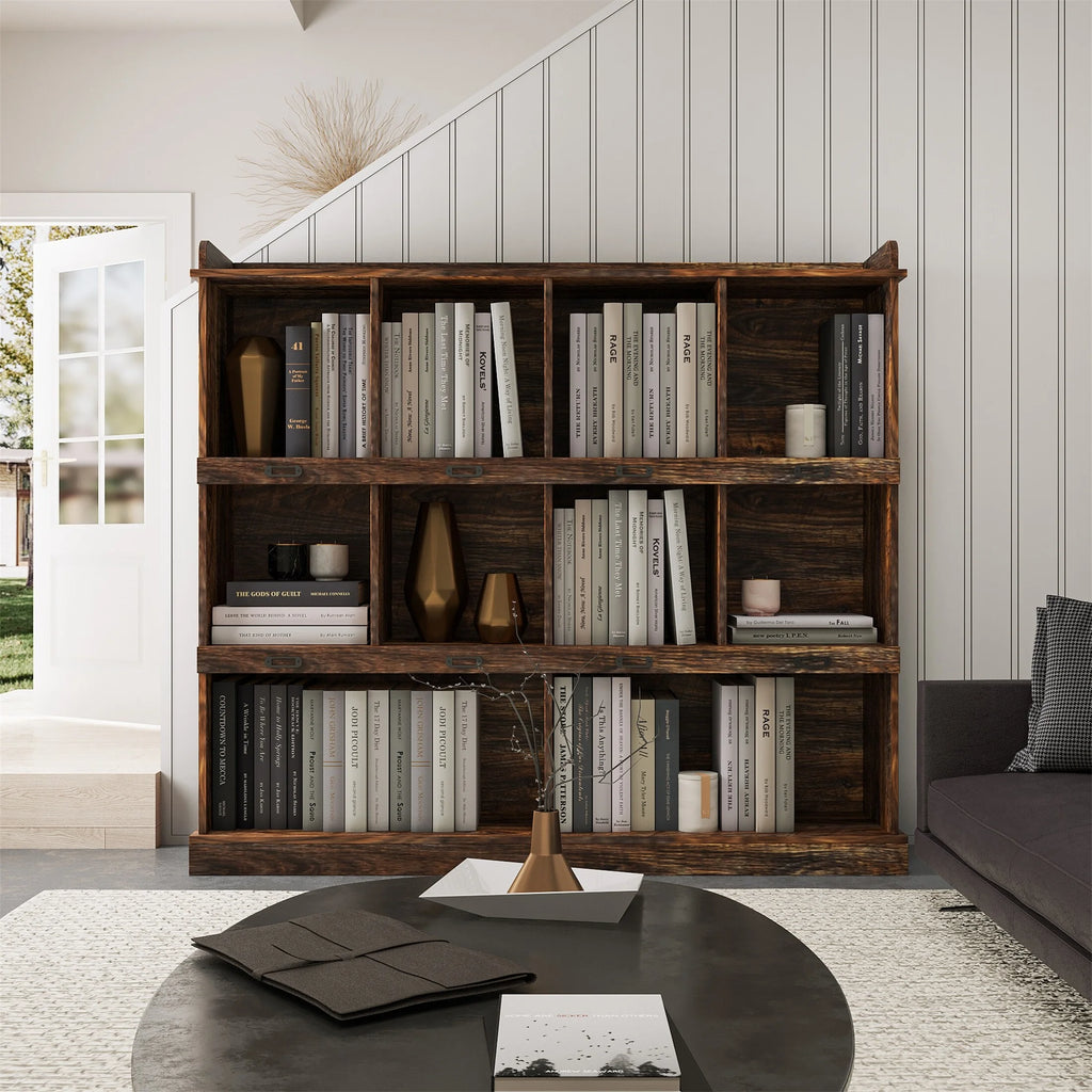 10-shelf Brown Bookcase S838