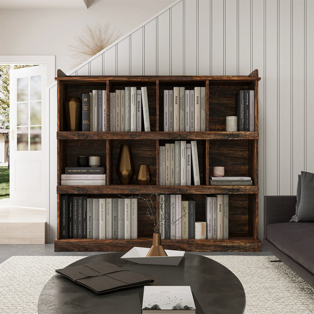10-shelf Brown Bookcase S838