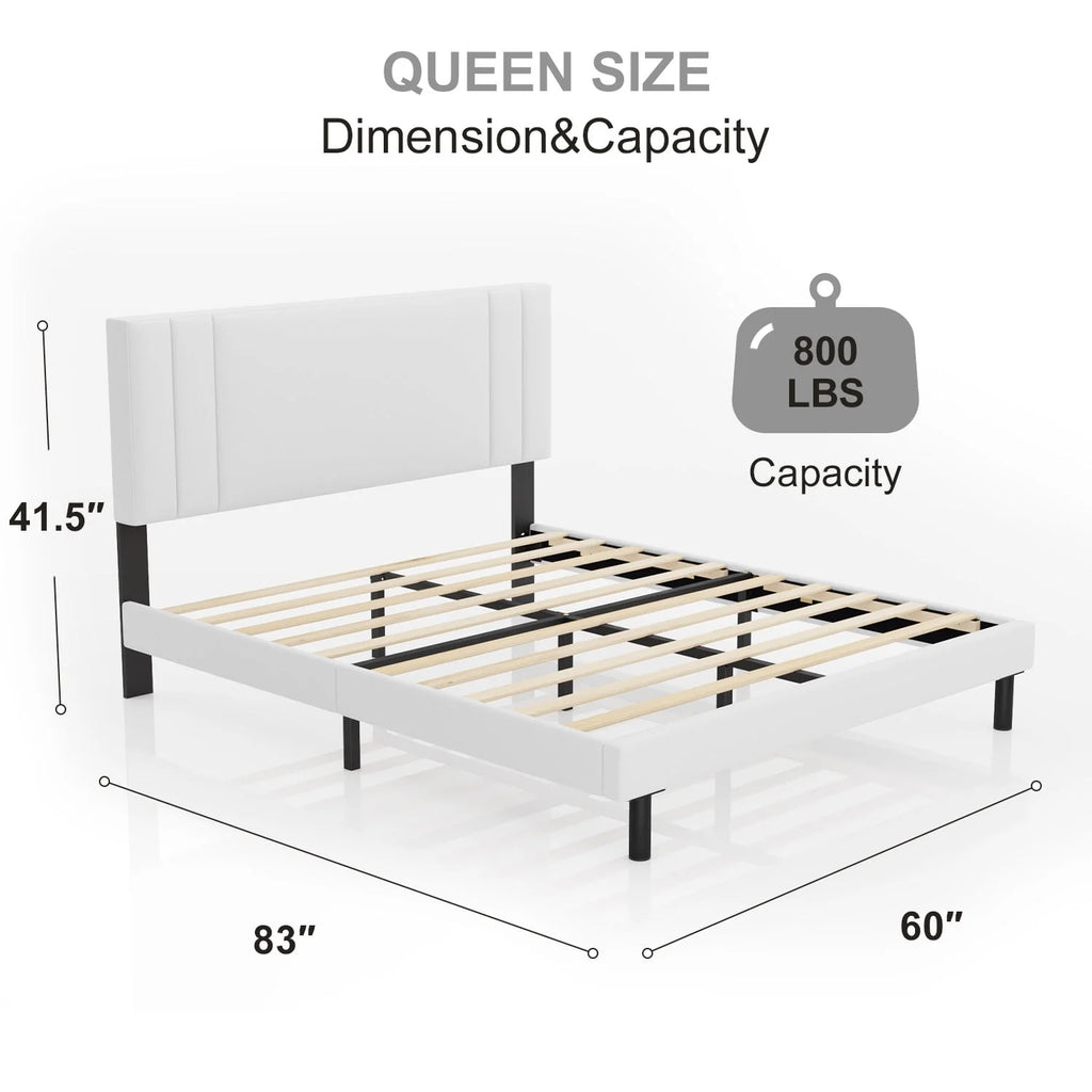 Queen Size Fabric Upholstered Platform Bed Frame L956