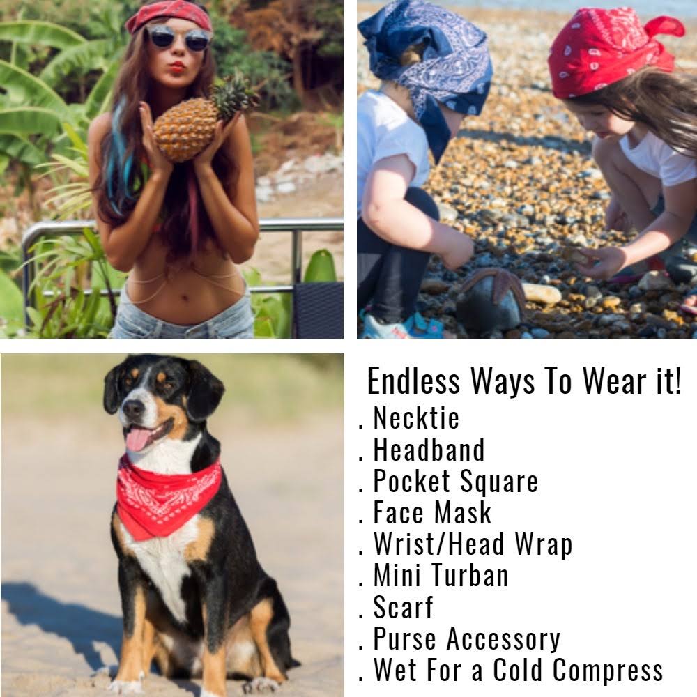 96 Pack 100% Cotton Double Sided Paisley Bandanas N27786