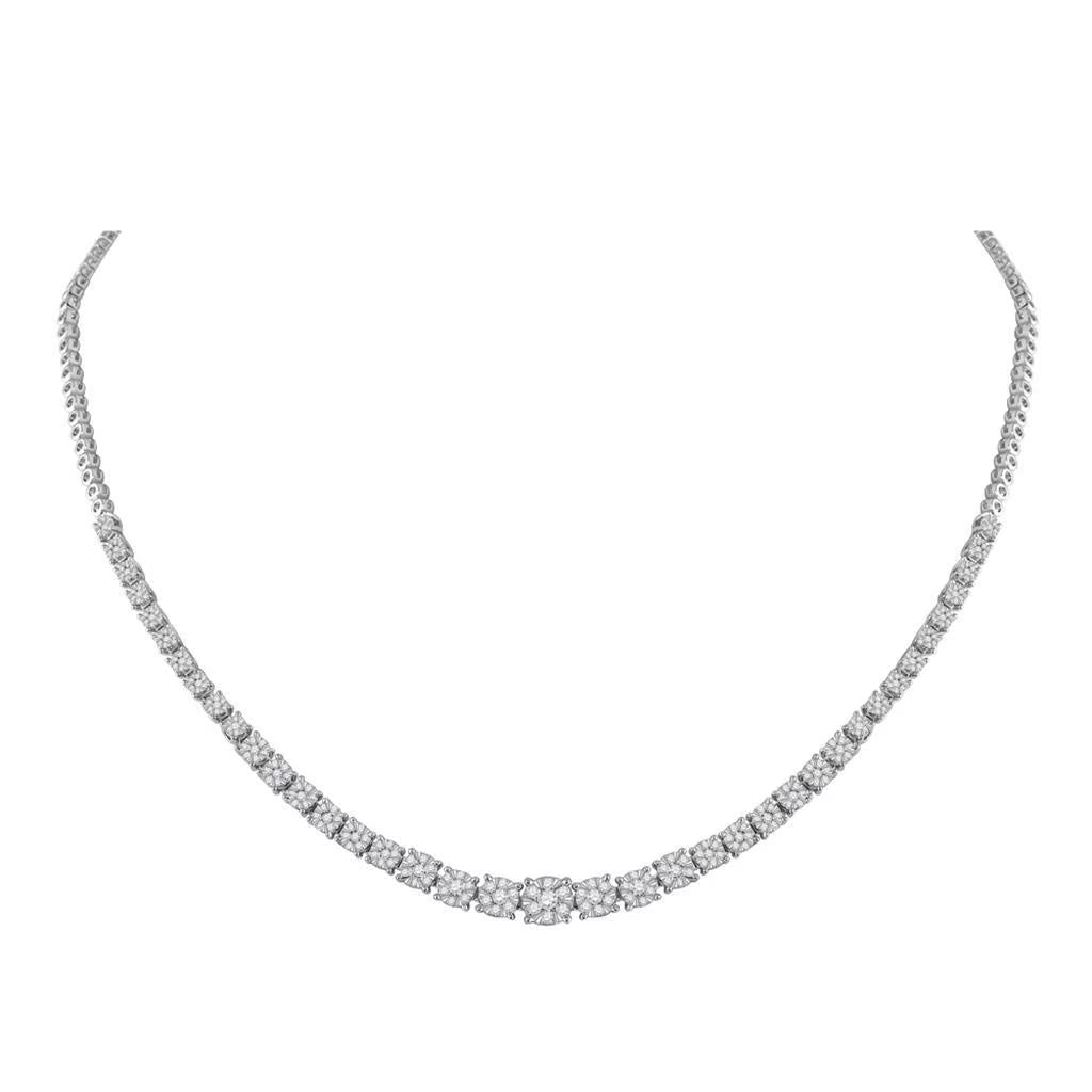 14k White Gold Diamond Tennis Necklace 2-1/3 Ctw I4765