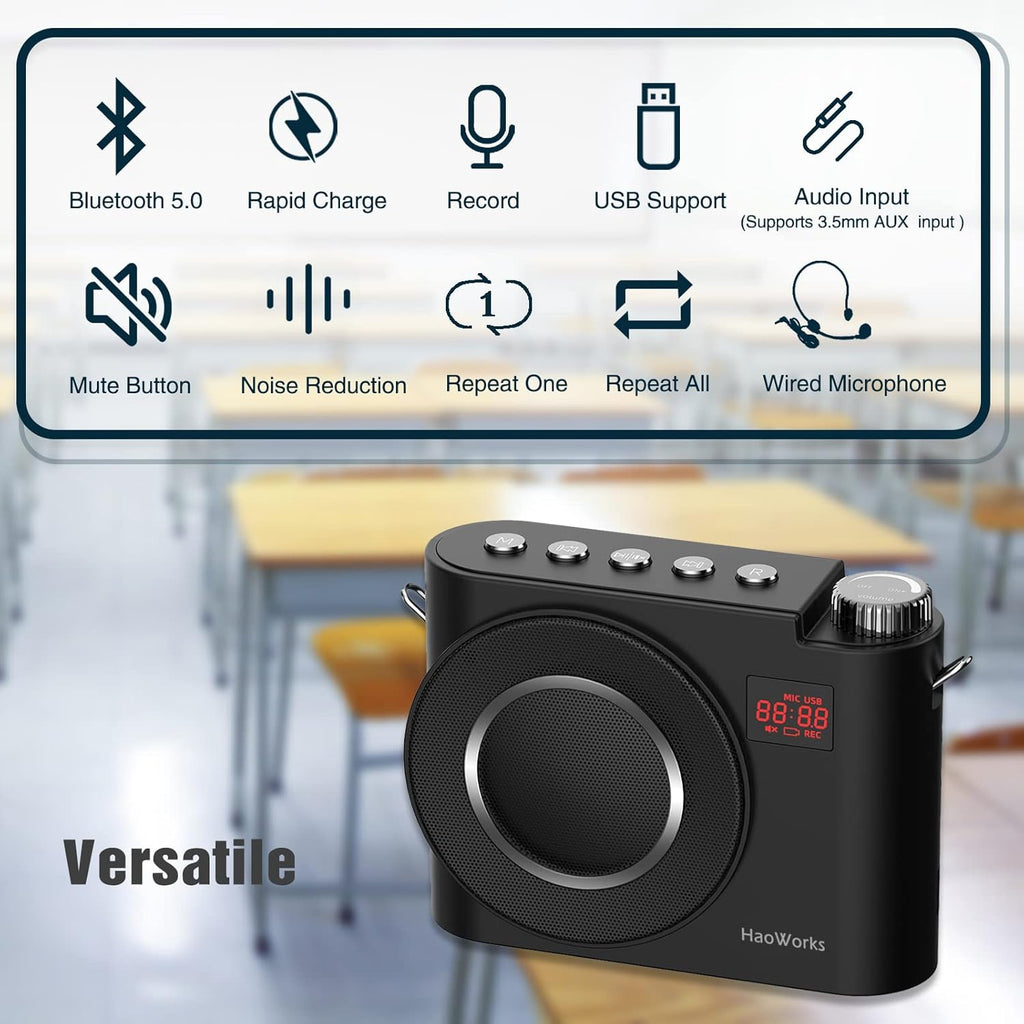 20W Wired Microphone Voice Amplifier with Speaker, Bluetooth Mini PA System, Pack of 2 C579674
