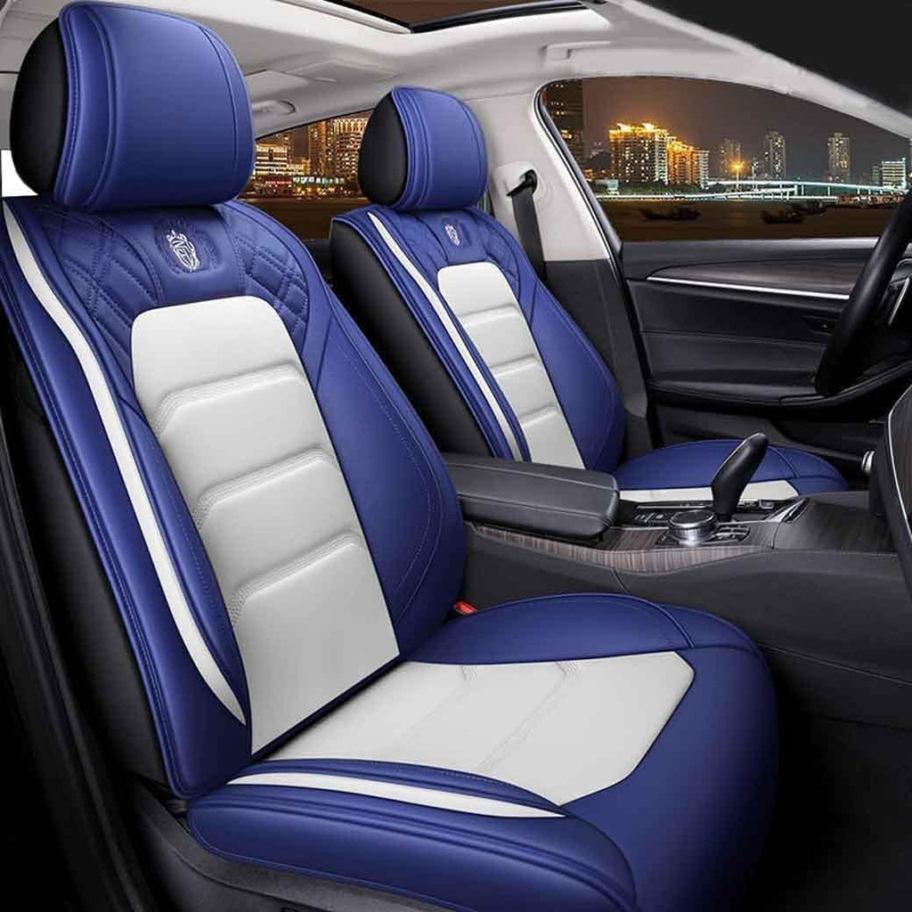 Black - Red Leather Car Seat Covers 5 Seats Full Set D6038