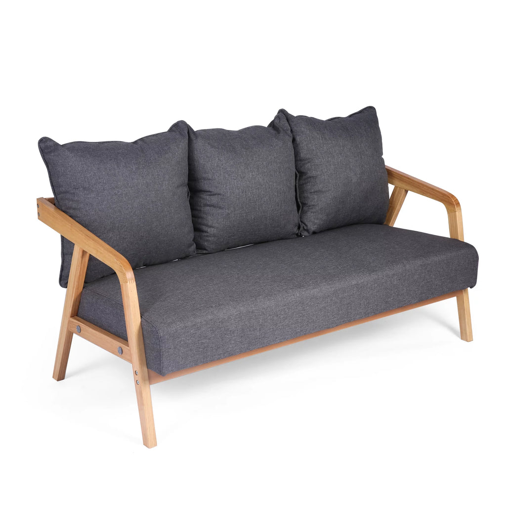 Grey Upholstered Sofa with Wooden Frame J305564