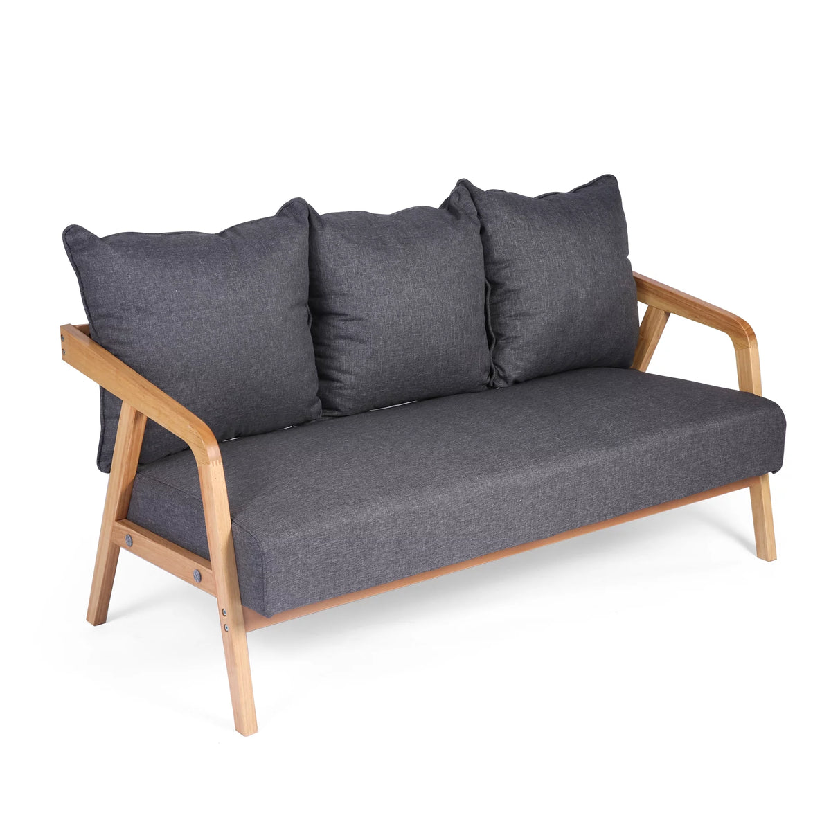 Grey Upholstered Sofa with Wooden Frame J305564