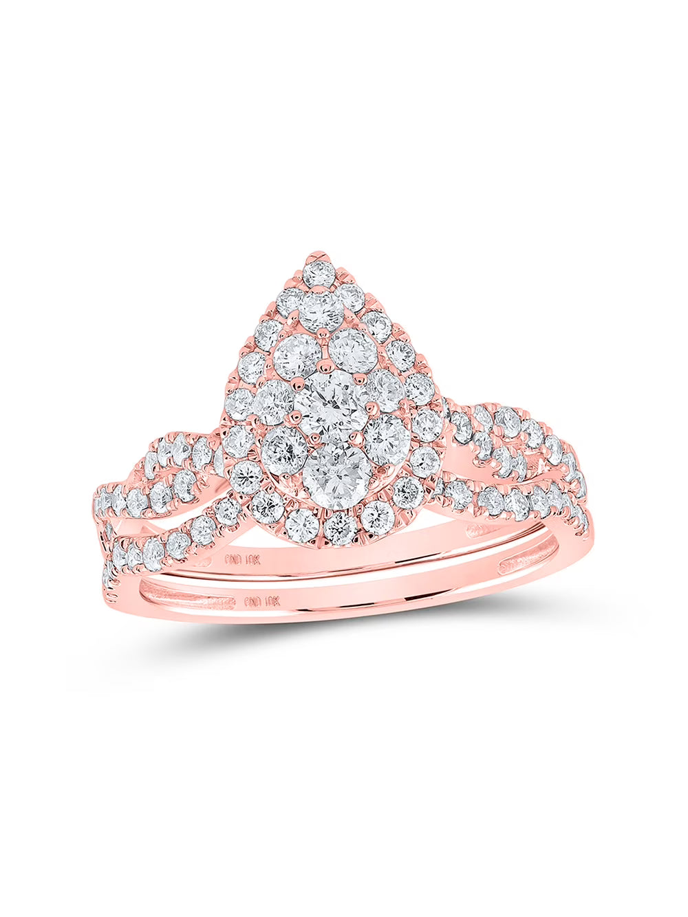 Rose Gold Diamond Bridal Ring Band Set 1 Cttw S981210