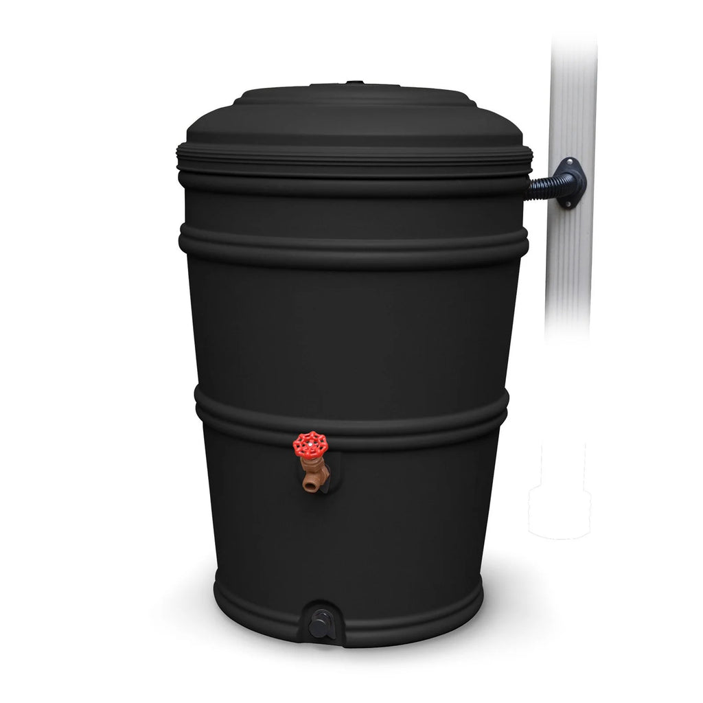 45 gal. Recycled Black Rain Barrel with Diverter System I304719