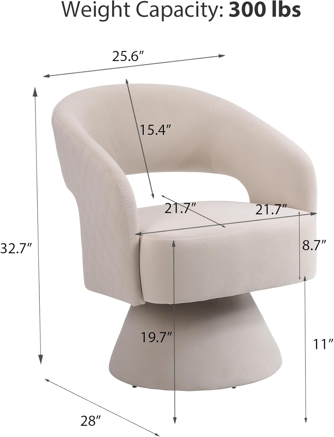 Beige Velvet Swivel Barrel Chair Set of 2 P2427