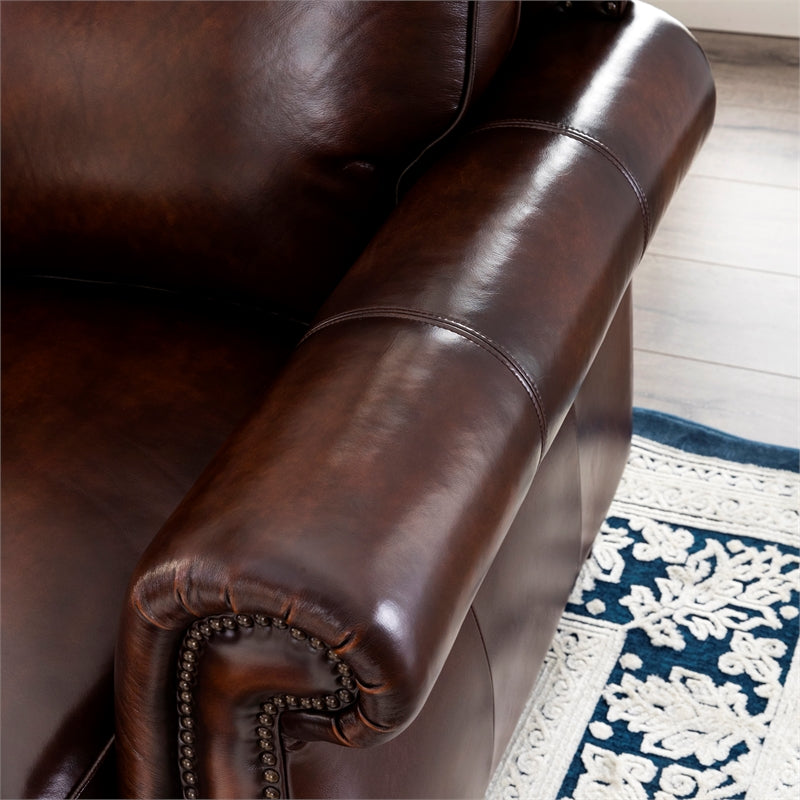 Brown Leather Chair With Nailheads Q582003