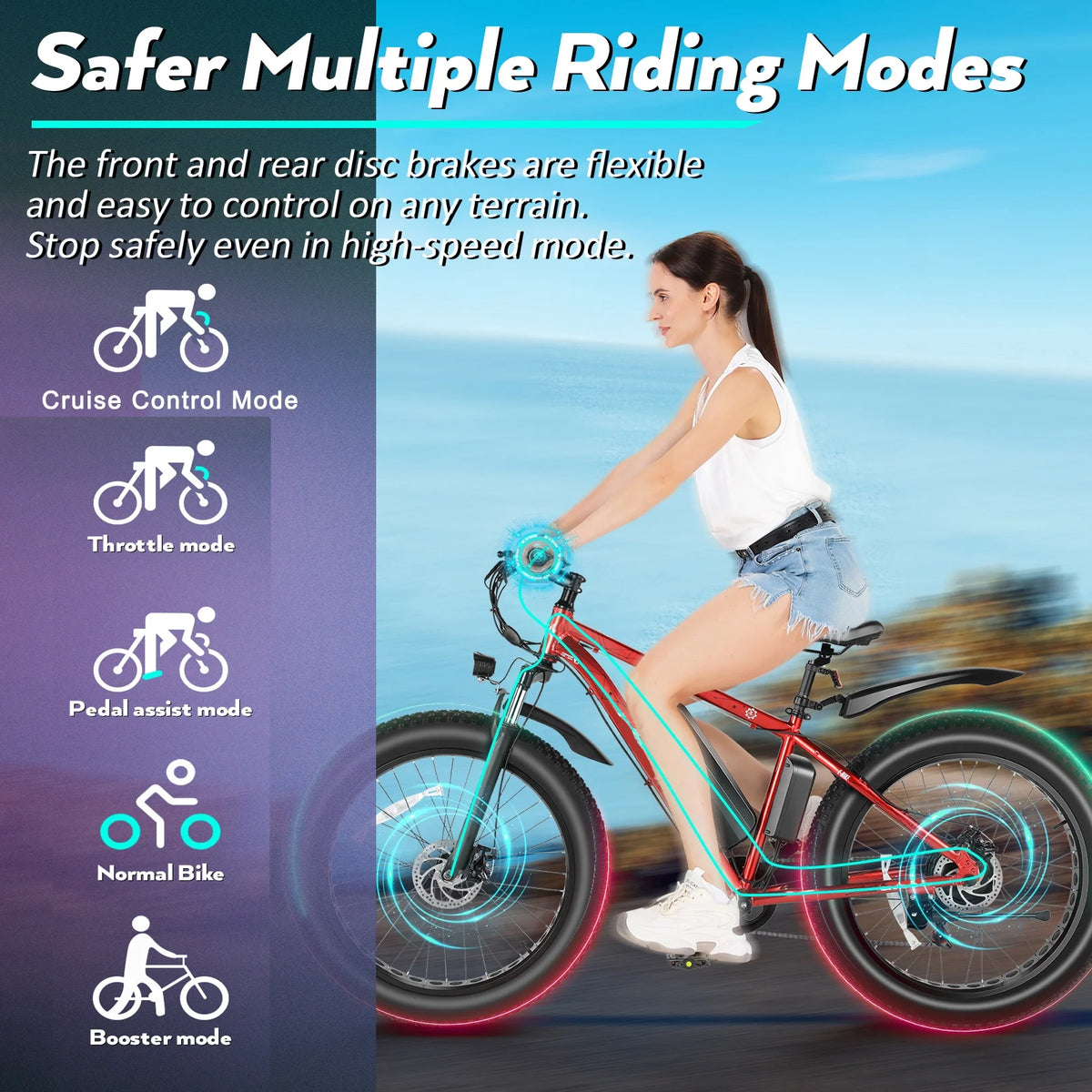 500W 26" Fat Tire Electric Mountain Bike F554