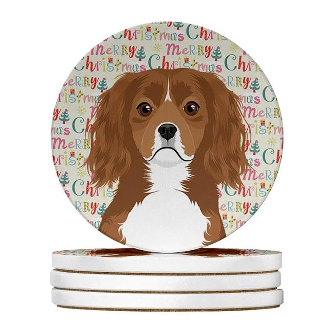 4 x 4 in. Cavalier King Charles Spaniel Christmas Coasters Pack of 4 K480880