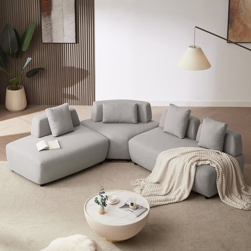 Gray 3-piece Sectional Sofa with 4 Pillows B816