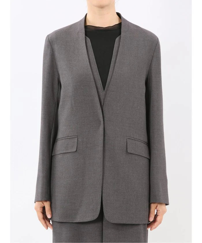 Stretch Washable Woolish No Collar Jacket L8867