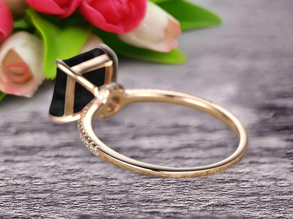 1.75 Carat Princess Cut Black Diamond Moissanite Engagement Ring 10k Yellow Gold B624895