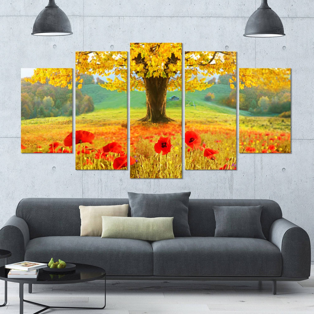 Modern Floral Canvas Art - 60x32 5 Panels X85041