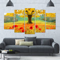 Modern Floral Canvas Art - 60x32 5 Panels X85041