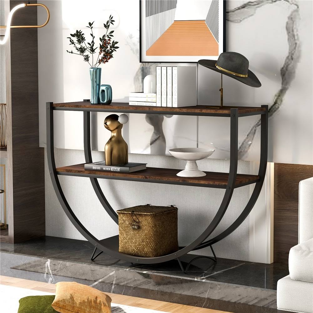 Black Distressed Wood Console Table C877