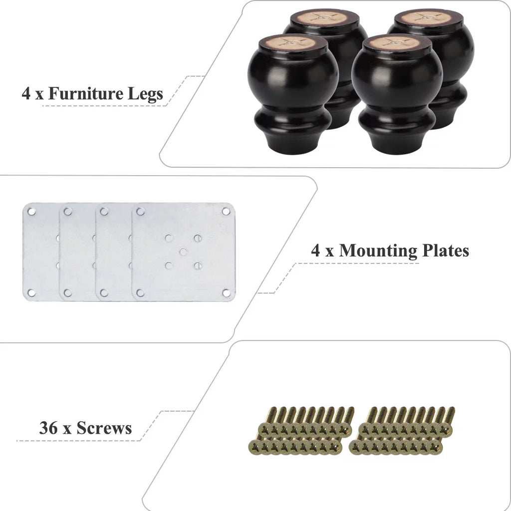 4" Wood Furniture Leg 4 Pack F970