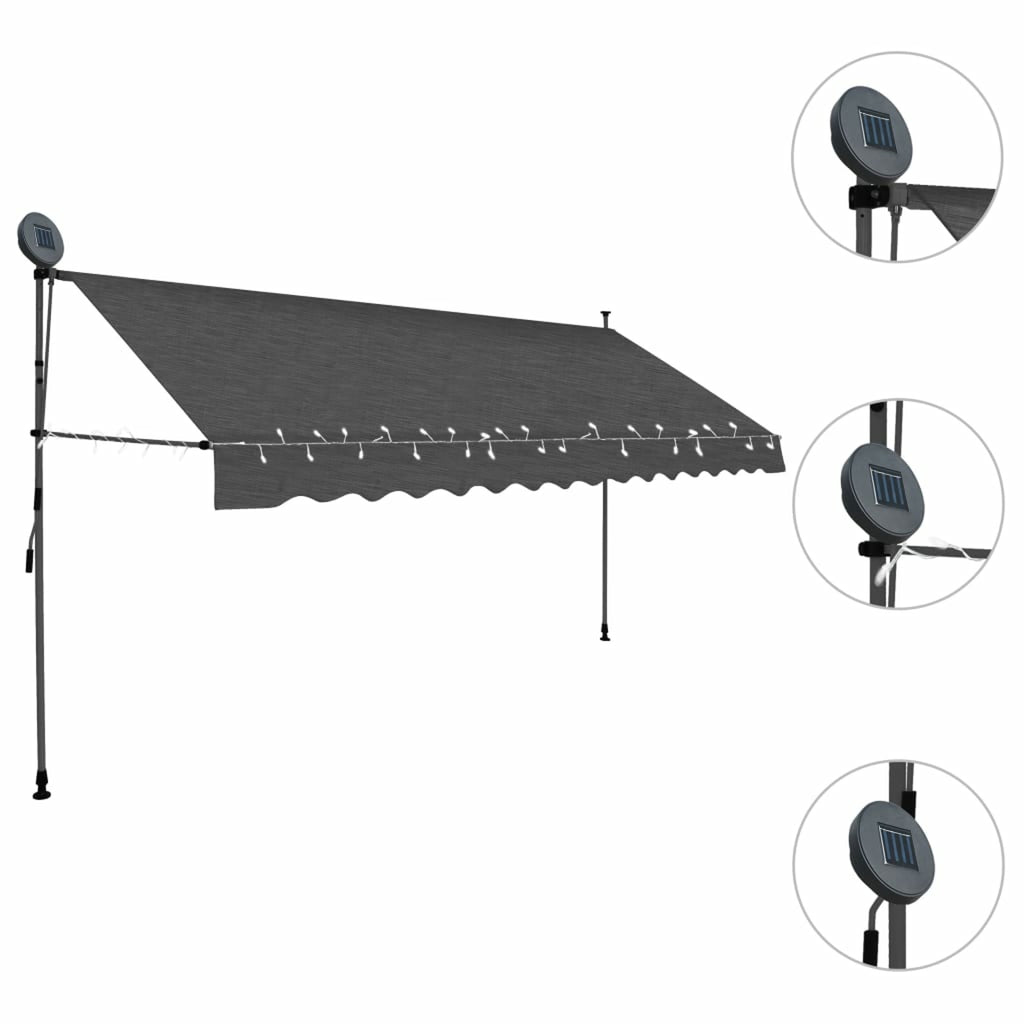 Manual Retractable Awning with 157.5" Anthracite D599