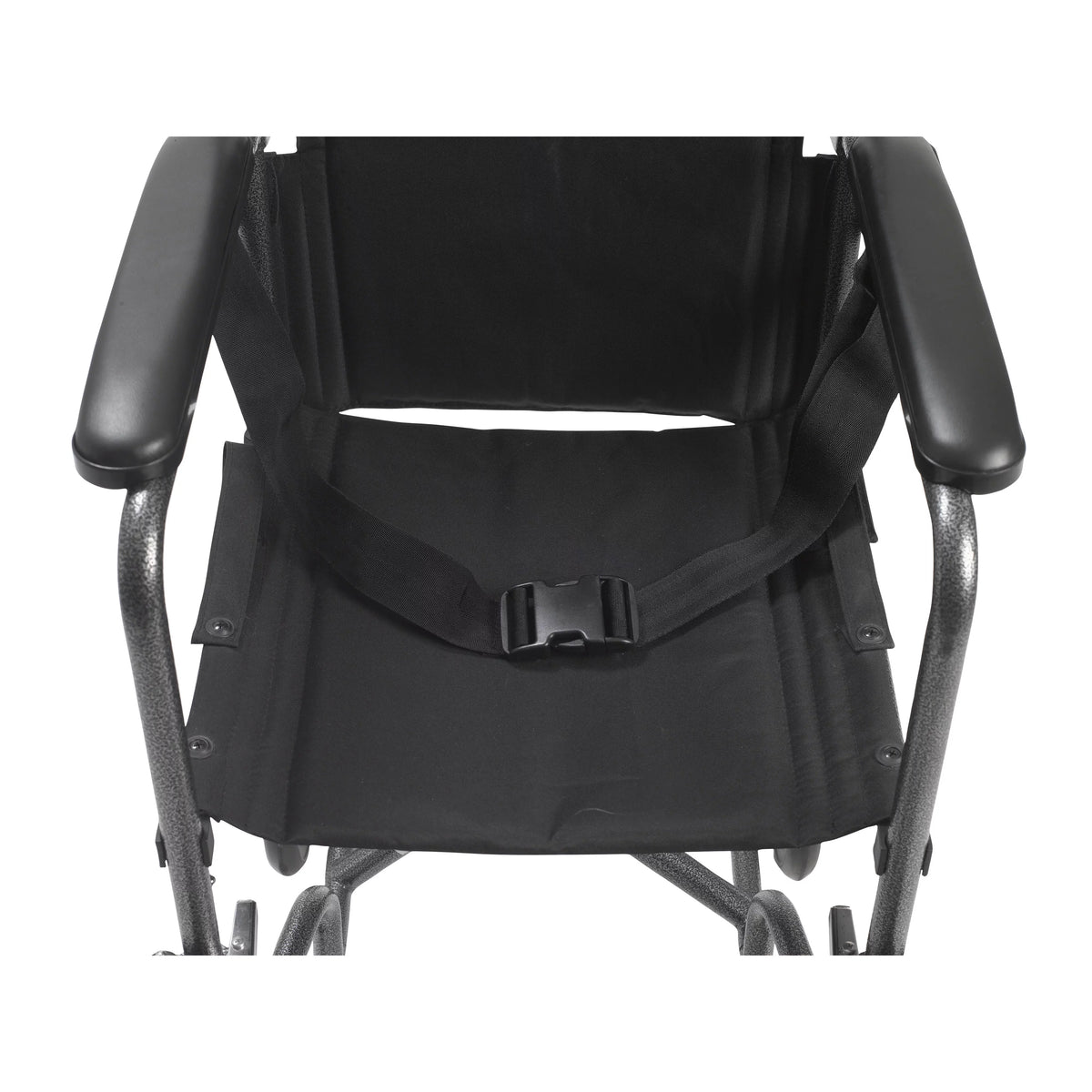 Lightweight Steel Transport Wheelchair, Fixed Full Arms, 19" Seat B52977