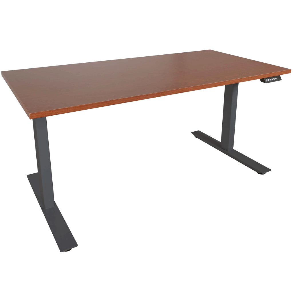 Adjustable Sit/Stand Desk 30" x 60" Cherry Finish Black Frame J71451