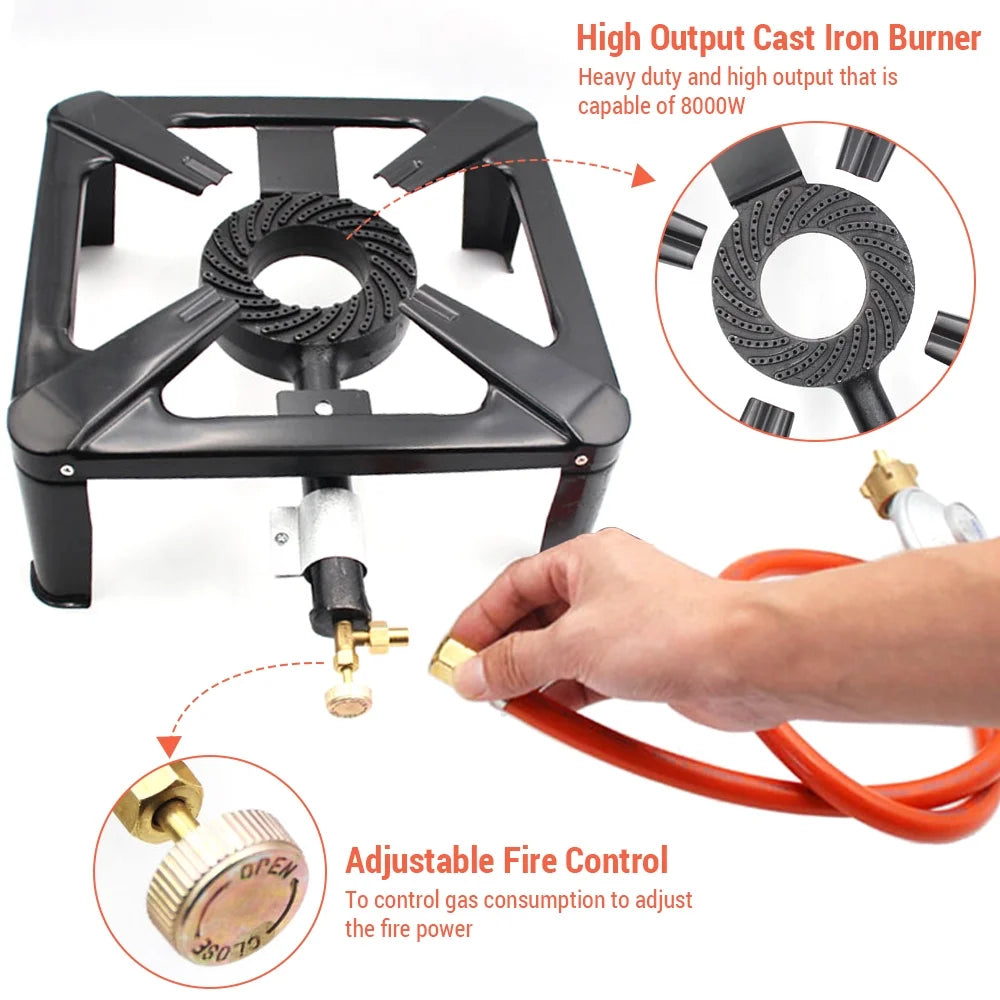Cast Iron Camping Stove Portable Gas Stove Propane Stove Compact Cooktop U7874