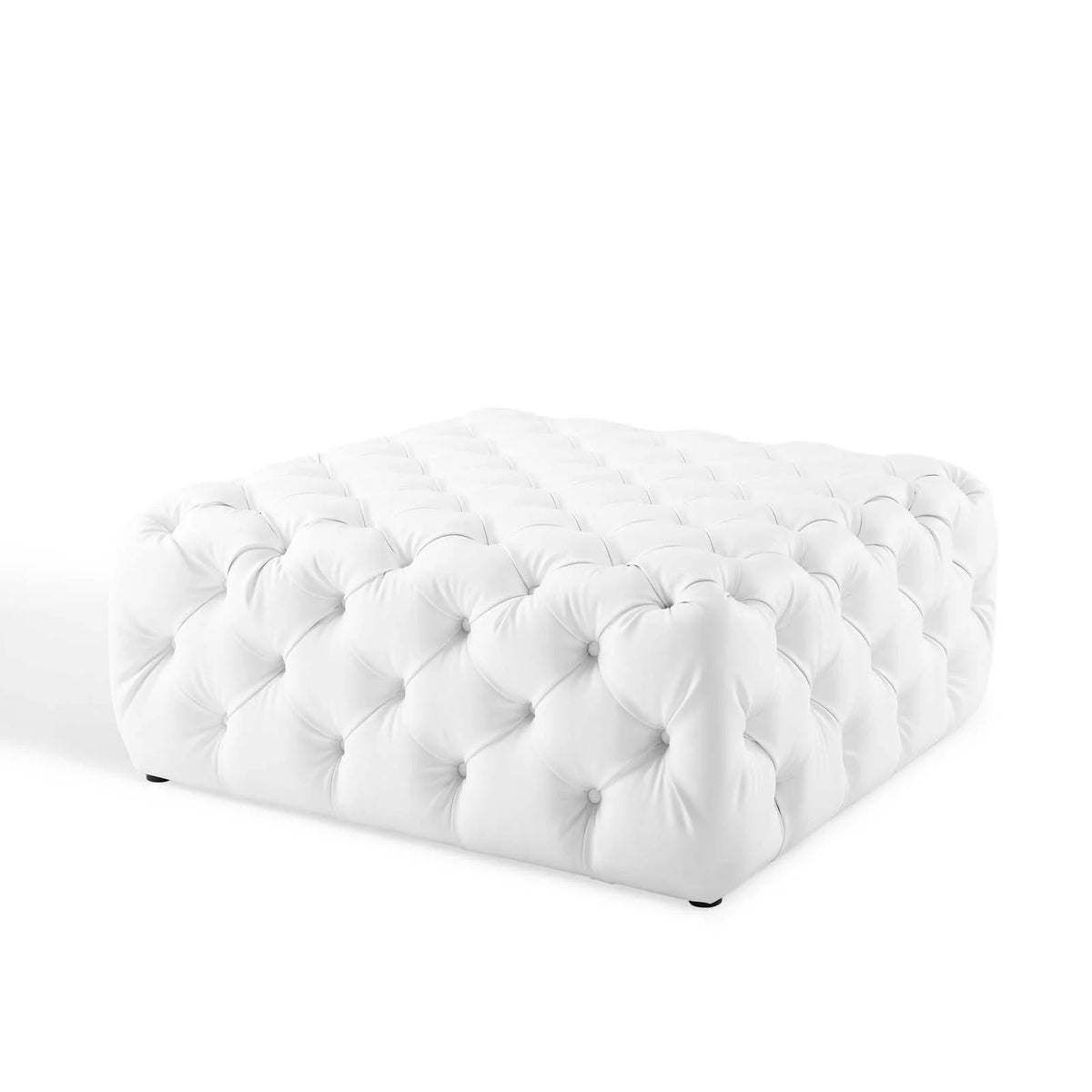 White Faux Leather Tufted Accent Chair Ottoman E3352