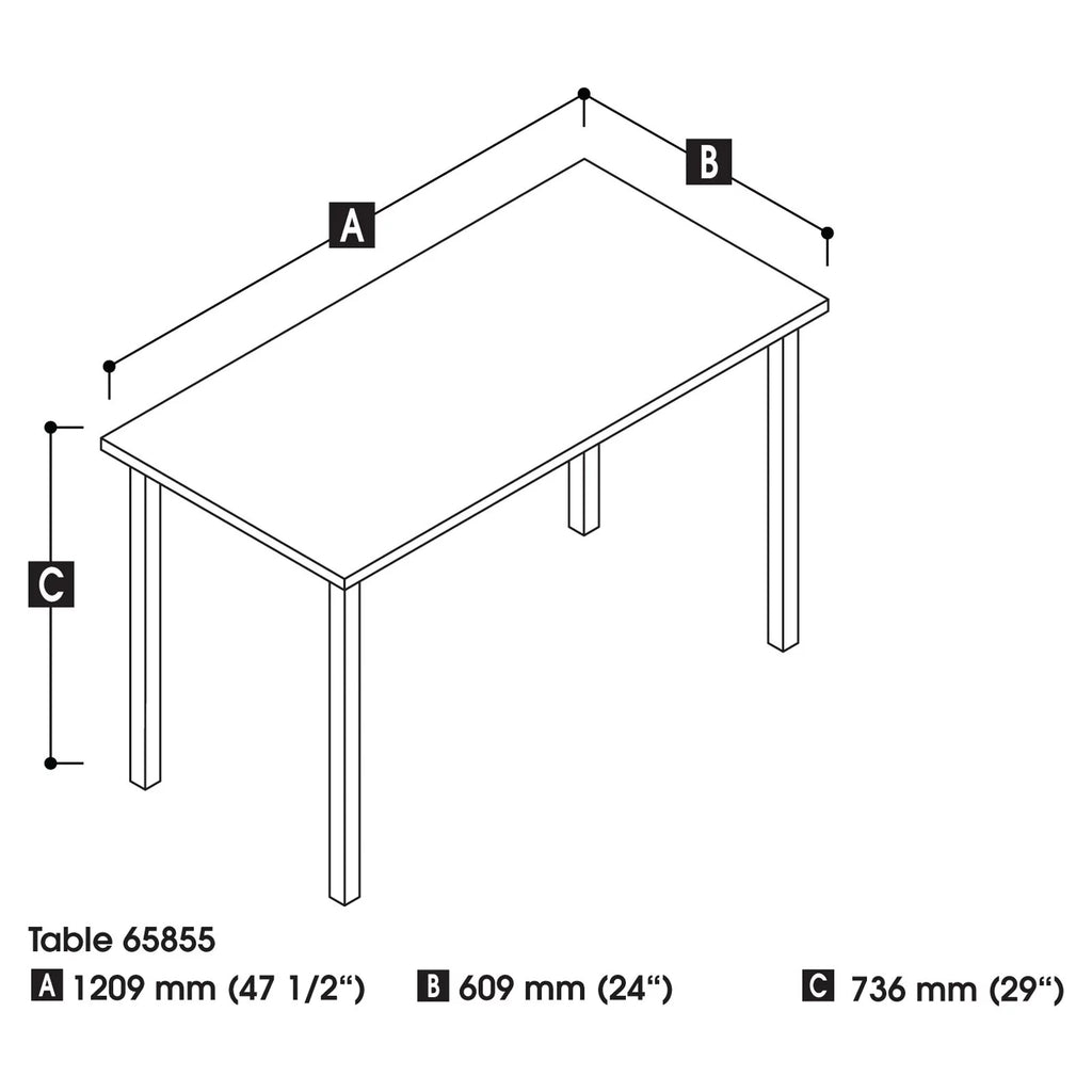 48W Table Desk with Square Metal Legs V696