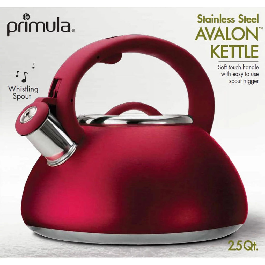 Stainless Steel Whistling Kettle, 2.5 Quarts, Matte Red Q834