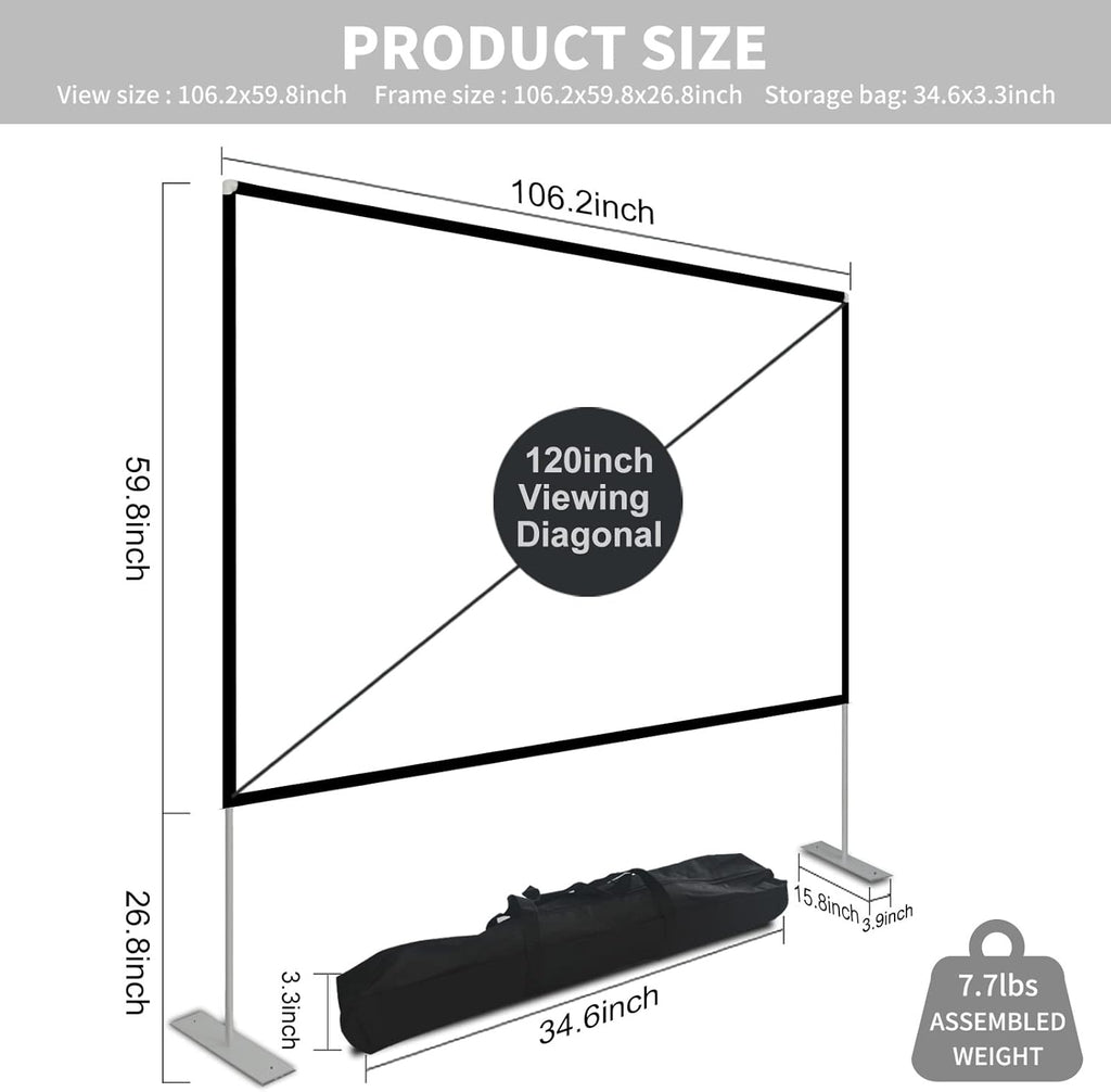 120 inch Portable Projection Screen with Stand and Carry Bag W932086