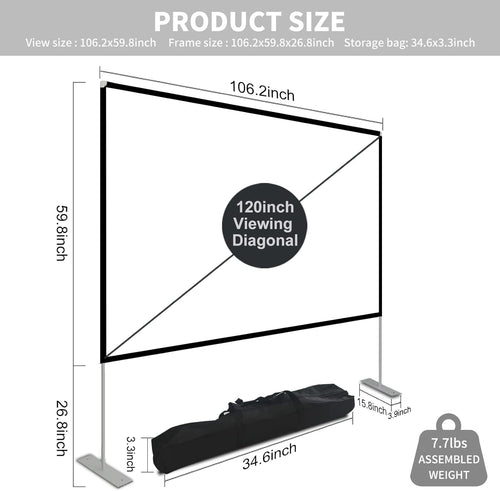 120 inch Portable Projection Screen with Stand and Carry Bag W932086