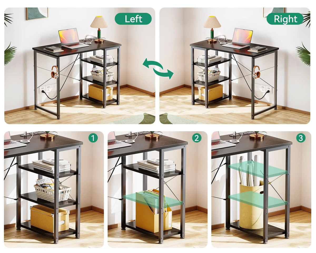 40 Inch Computer Desk with Power Outlet and USB Charging Port O4550