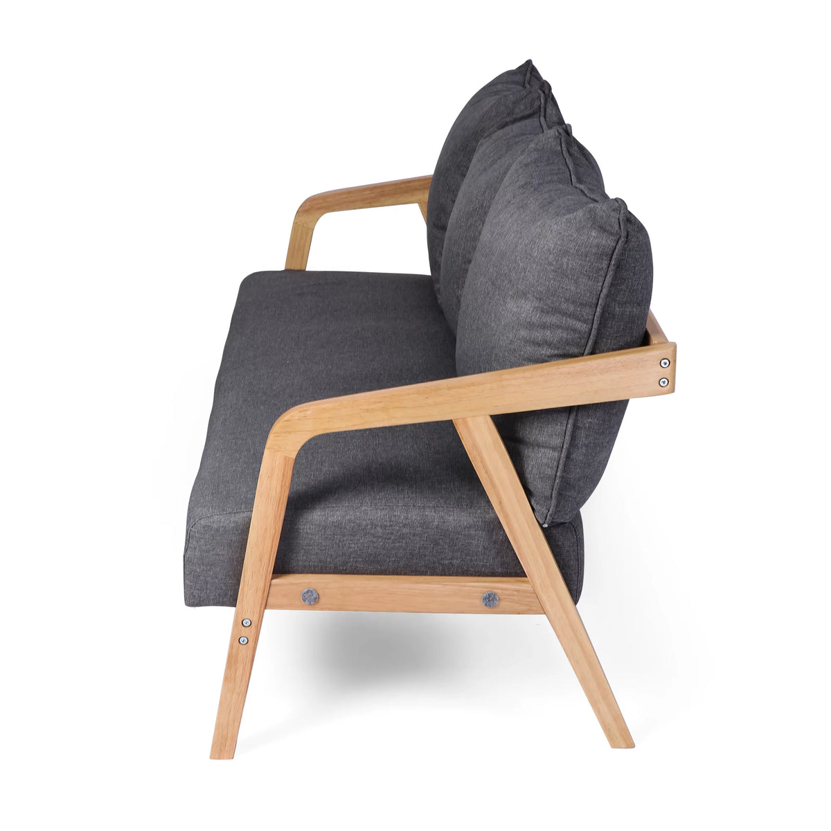 Grey Upholstered Sofa with Wooden Frame J305564
