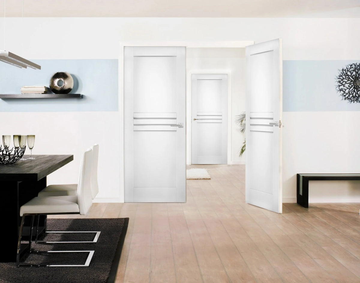 White Solid Wood Double Closet Doors N659