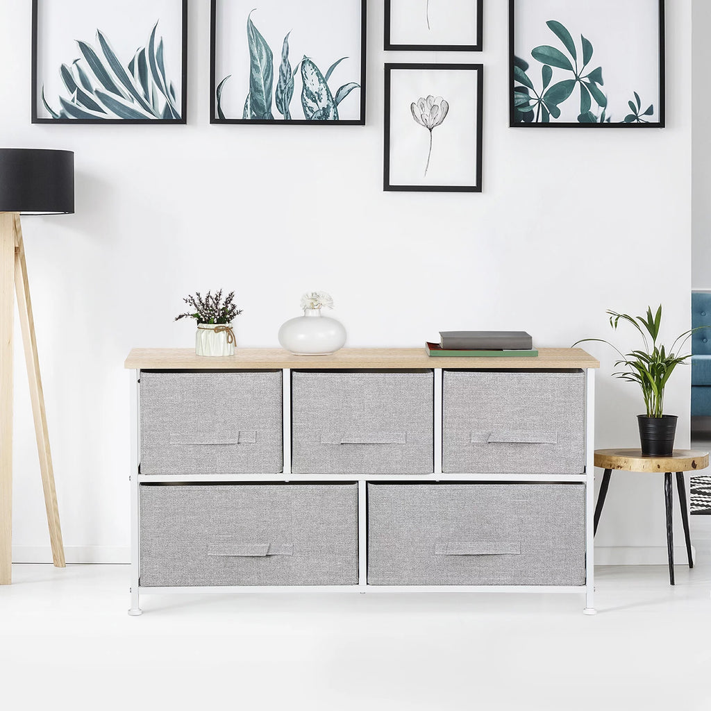 Brown 5 Drawer Fabric Dresser R815000