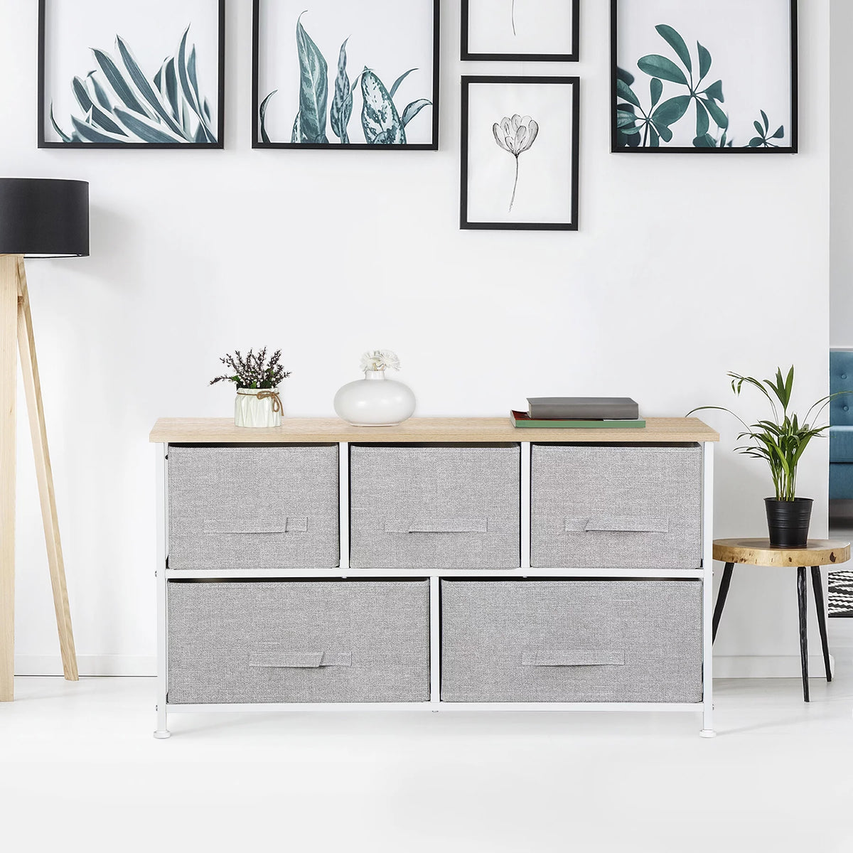 Brown 5 Drawer Fabric Dresser R815000