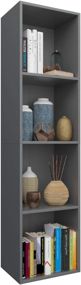 Gray Book Cabinet/TV Cabinet 14.2inch x11.8inch x56.3inch Particle Board Pack of 2 U899