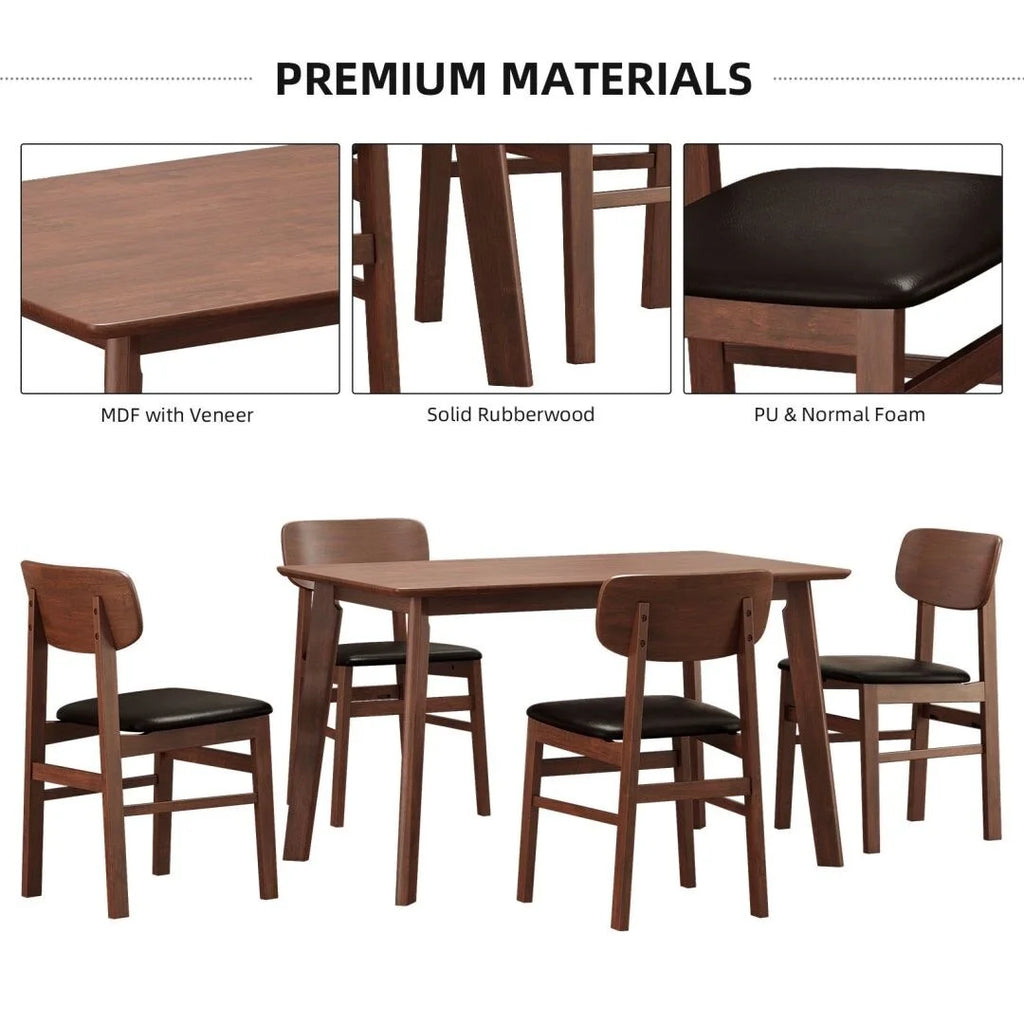 Solid RubberWood 5 Pieces Dining Table Set G8331
