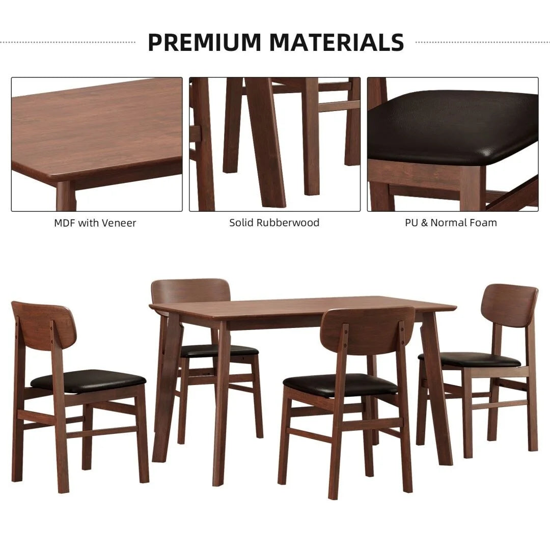 Solid RubberWood 5 Pieces Dining Table Set G8331