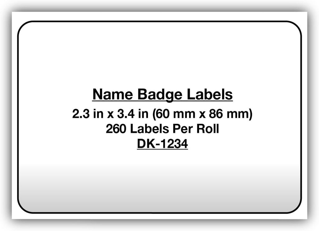 Die-Cut Adhesive Name Badge White Paper Labels, 260 Labels per Roll, Pack of 2 Z345
